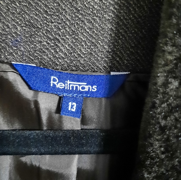 Vintage Reitmans Brown Tweed Blazer Jacket with Removable Fur Collar - Picture 8 of 9